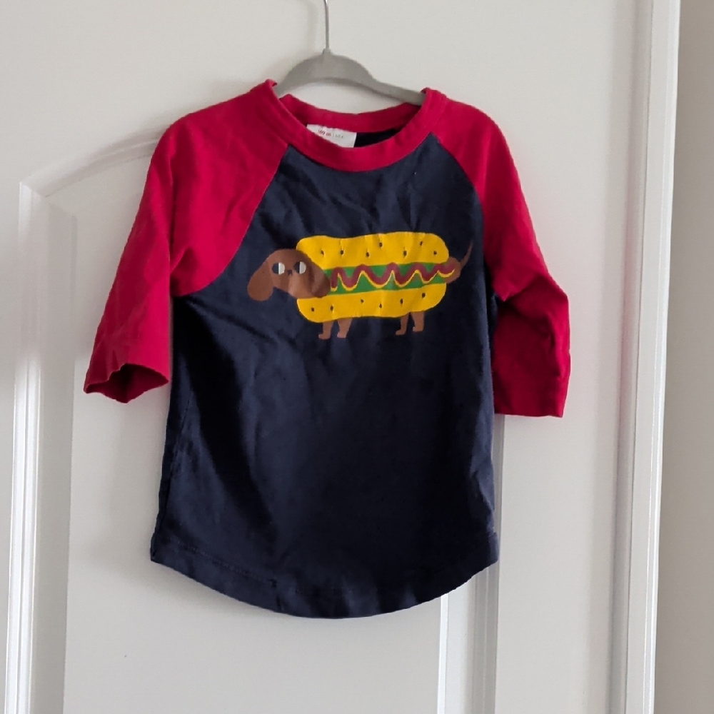 Hanna Andersson Red and Navy Hot Dog Graphic Tee